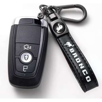GOSHINETY Genuine Leather Key Chain Suit for Ford Bronco Sport Accessories Car Keychain for Men and ...