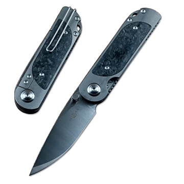 Twosun Folding Knife with Titanium Carbon Fiber Handle