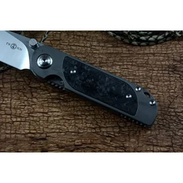 Twosun Folding Knife with Titanium Carbon Fiber Handle