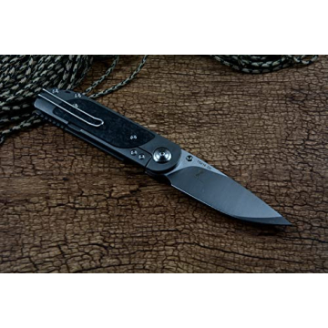 Twosun Folding Knife with Titanium Carbon Fiber Handle
