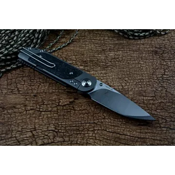 Twosun Folding Knife with Titanium Carbon Fiber Handle