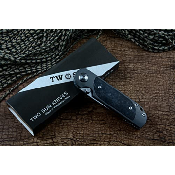 Twosun Folding Knife with Titanium Carbon Fiber Handle