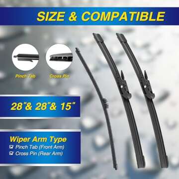 5 PLUS® Silicone Windshield Wipers Replacement for Ford Edge 2015 2016 2017 2018 2019 2020 2021 202...