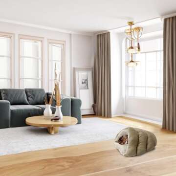 SPOT Sleep Zone Cuddle Cave - Cat Cave Bed for Indoor Cats and Mini Dogs, Durable, Comfortable, Washable for Kittens and Puppies Under 10 lbs and 12 inches Long, Tan Color