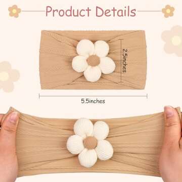 CÉLLOT 5 Pcs Baby Flower Headbands Baby Girls Nylon Headbands Soft Hairbands Hair Accessories for N...
