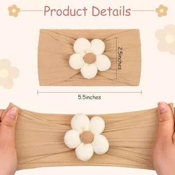 CÉLLOT 5 Pcs Baby Flower Headbands Baby Girls Nylon Headbands Soft Hairbands Hair Accessories for N...