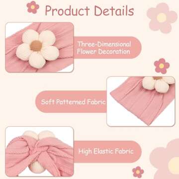 CÉLLOT Baby Flower Headbands for Newborn Girls - 5 Pcs