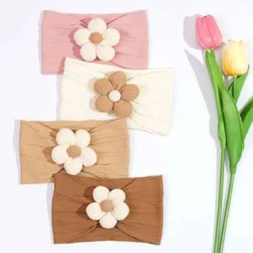 CÉLLOT Baby Flower Headbands for Newborn Girls - 5 Pcs