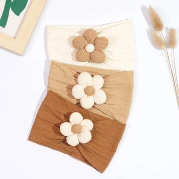 CÉLLOT Baby Flower Headbands for Newborn Girls - 5 Pcs
