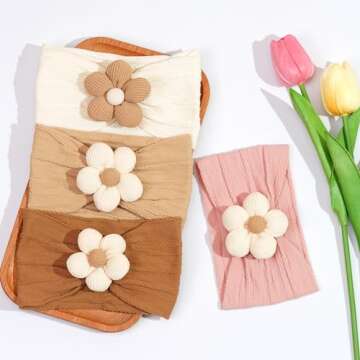 CÉLLOT Baby Flower Headbands for Newborn Girls - 5 Pcs