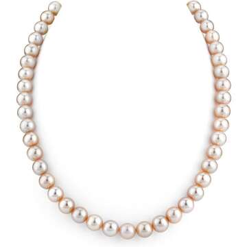 Stunning 14K Gold Pink Freshwater Pearl Necklace