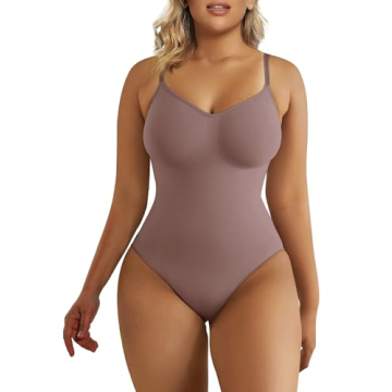 SHAPERX Women's Shapewear Bodysuit Tummy Control Body Shaper Seamless Sculpting Snatched Waist Body ...