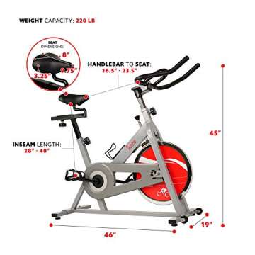 Sunny Health & Fitness Adjustable Indoor Cycling Spin Bike