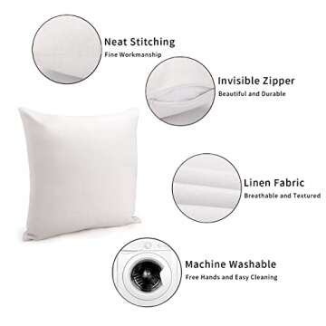 MangGou Peacock Green and Aqua Ikat Cushion Covers Antique Dark Green Bukhara Ikat Square Throw Pillow Home Decorative Farmhouse Pillow Case 20x20in White Linen (83xquxc61290)