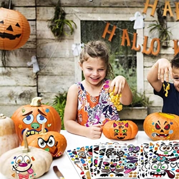 Runleo Pumpkin Decorating Stickers Kit for Kids Fun