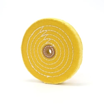 SCOTTCHEN Buffing Polishing Wheel 6 inch Treated Yellow Cotton Medium(42 Ply) with 1/2 inch Arbor Ho...
