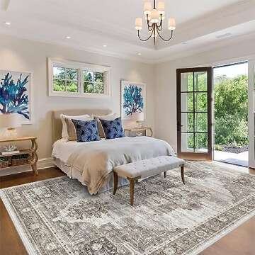 RUUGME Washable 9x12 Area Rugs - Large Rugs for Living Room Stain Resistant Carpet Vintage Rugs for ...