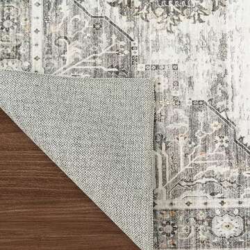 RUUGME Washable 9x12 Area Rugs - Large Rugs for Living Room Stain Resistant Carpet Vintage Rugs for Bedroom with Non Slip Backing Home Decor Floor Decoration Mat (9x12 Grey)