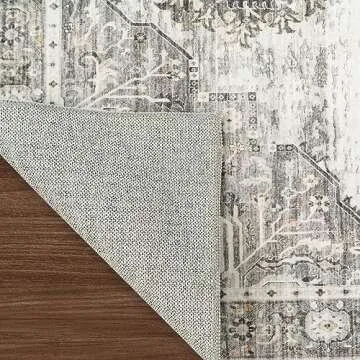 RUUGME Washable 9x12 Area Rugs - Large Rugs for Living Room Stain Resistant Carpet Vintage Rugs for Bedroom with Non Slip Backing Home Decor Floor Decoration Mat (9x12 Grey)