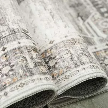 RUUGME Washable 9x12 Area Rugs - Large Rugs for Living Room Stain Resistant Carpet Vintage Rugs for Bedroom with Non Slip Backing Home Decor Floor Decoration Mat (9x12 Grey)