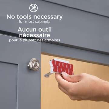 Safety 1st Adhesive Cabinet 4 Piece Latch for Childproofing, White