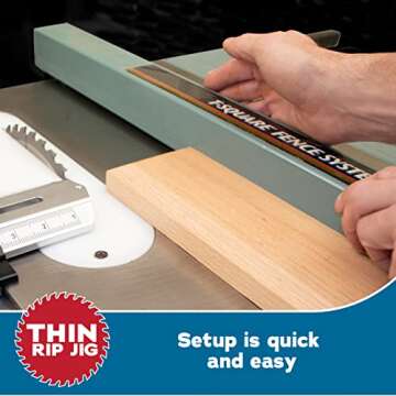 Peachtree Woodworking Supply Thin Rip Jig Table Saw Jig for Making Repetitive Narrow Strip Cuts on Table Saws with 3/4" x 3/8" Miter Slots •Also Works with Many Router Tables and Band Saws