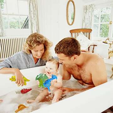 Bath Toys for Toddlers 1-3, Baby Dinosaur Bath Toy No Holes Bathtub Toys 12 PCS Soft Baby Pool Toys for Boys, Girl