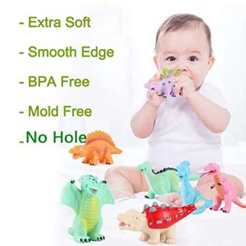 Bath Toys for Toddlers 1-3, Baby Dinosaur Bath Toy No Holes Bathtub Toys 12 PCS Soft Baby Pool Toys for Boys, Girl