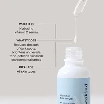 Cocokind Vitamin C Glow Serum with Azelaic Acid and Sea Grape Caviar for Bright and Even Skin, 1 Fl ...