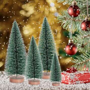 9 Pcs Mini Christmas Tree, Tabletop Christmas Tree with Wooden Bases Artificial Christmas Treewith 3...