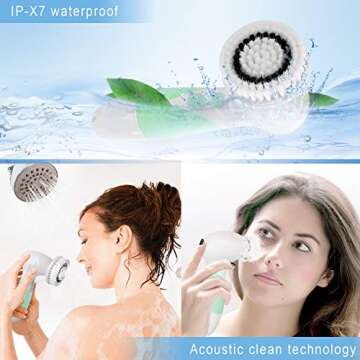 Facial Cleansing Brush - Waterproof Face Scrub Brush with 4 Brush Heads, Face & Body Cleanser Brush for Deep Cleansing, Electric Face Scrubber Exfoliator - Gentle Exfoliating, Blackhead Removing