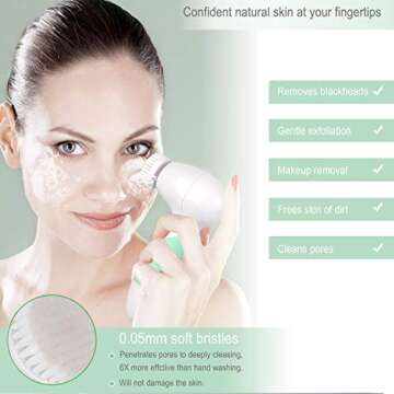 Facial Cleansing Brush - Waterproof Face Scrub Brush with 4 Brush Heads, Face & Body Cleanser Brush for Deep Cleansing, Electric Face Scrubber Exfoliator - Gentle Exfoliating, Blackhead Removing