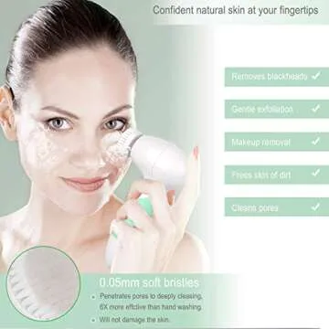 Facial Cleansing Brush - Waterproof Face Scrub Brush with 4 Brush Heads, Face & Body Cleanser Brush for Deep Cleansing, Electric Face Scrubber Exfoliator - Gentle Exfoliating, Blackhead Removing