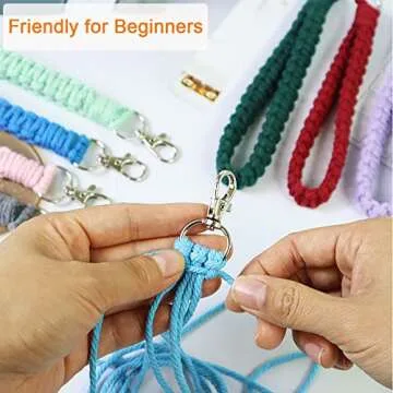 Adult DIY Craft Keychain Making Kit Boho Macrame Keychain Kit Includes Key Rings Precut Macrame Cord Instructions to Make Cute Keychains and Lanyards Kids Crafts Projects Kits Macrame Beginners