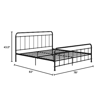 DHP Beaumont Iron Metal Platform Bed with Transitional Design Headboard and Footboard, Adustable Base Height for Underbed Storage, No Box Spring Needed, King, Black