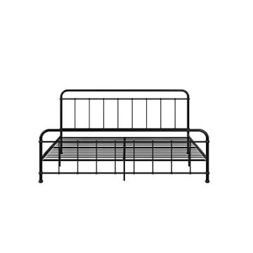 DHP Beaumont Iron Metal Platform Bed with Transitional Design Headboard and Footboard, Adustable Base Height for Underbed Storage, No Box Spring Needed, King, Black