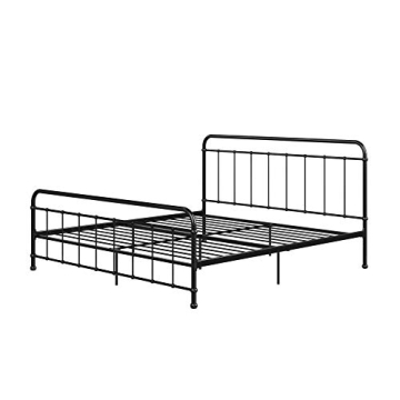 DHP Beaumont Iron Metal Platform Bed with Transitional Design Headboard and Footboard, Adustable Base Height for Underbed Storage, No Box Spring Needed, King, Black