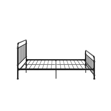 DHP Beaumont Iron Metal Platform Bed with Transitional Design Headboard and Footboard, Adustable Base Height for Underbed Storage, No Box Spring Needed, King, Black