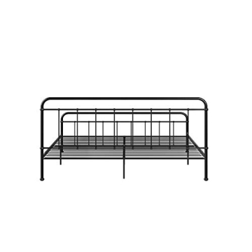 DHP Beaumont Iron Metal Platform Bed with Transitional Design Headboard and Footboard, Adustable Base Height for Underbed Storage, No Box Spring Needed, King, Black