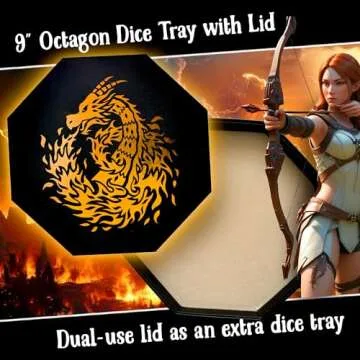 Fantasydice-Chromatic Dragon -with Roll or Die Artwork Dice Tray - 9" Octagon with Lid and Dice Stag...
