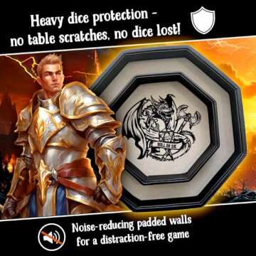 Fantasydice-Chromatic Dragon -with Roll or Die Artwork Dice Tray - 9" Octagon with Lid and Dice Staging Area- Holds 5 Sets of Dice(7 / Standard) for All Tabletop RPGs Like D&D, Call of Cthulhu