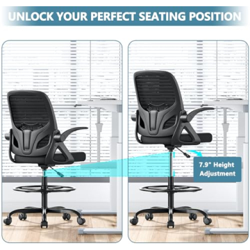 Kensaker Tall Drafting Chair with Footrest Ring
