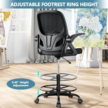 Kensaker Tall Drafting Chair with Footrest Ring