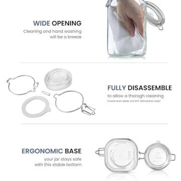 Bormioli Rocco - 11381000725 Fido Clear Glass Jar with 85 mm Gasket, 1.5 Liter KC74556