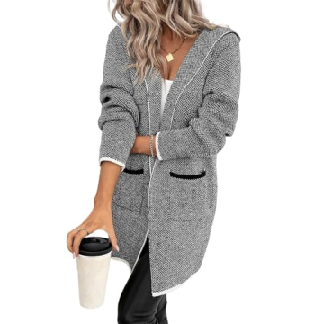 Sidefeel Cardigan Sweaters for Women Long Sleeve Open Front Contrast Fall Outfits Chunky Knit Oversi...