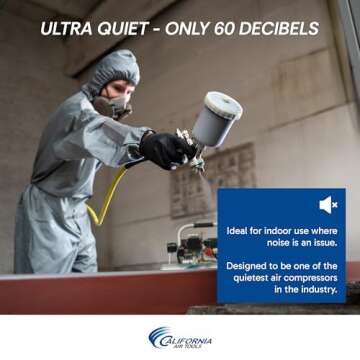 California Air Tools 2010A 1.0 HP Ultra Quiet and Oil-Free Air Compressor, 2 Gallon Aluminum Tank, 60 dBA Noise Level, Silver