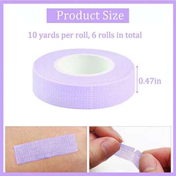 EBANKU 6 Rolls Breathable Eyelash Extension Tape (Purple)