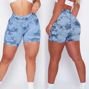 SZKANI Tie Dye Seamless Workout Shorts Scrunch Butt Lifting Biker Shorts High Waisted Yoga Shorts fo...