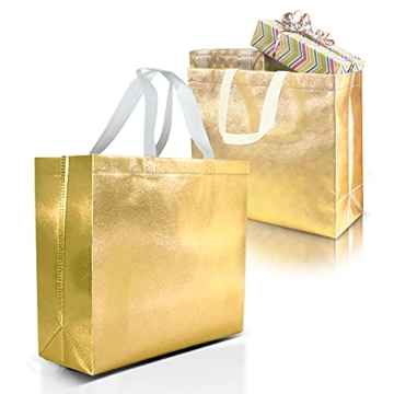 Nush Nush Large Gold Gift Bags – Eco-Friendly Set of 15 with Handles for Any Occasion