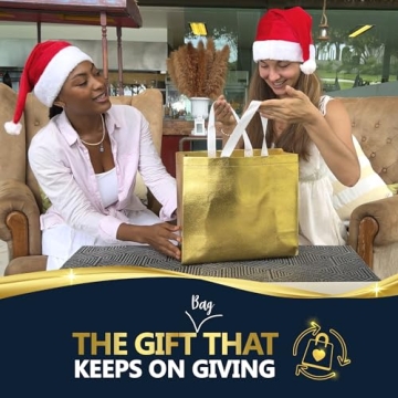 Nush Nush Large Gold Reusable Gift Bags Set of 15